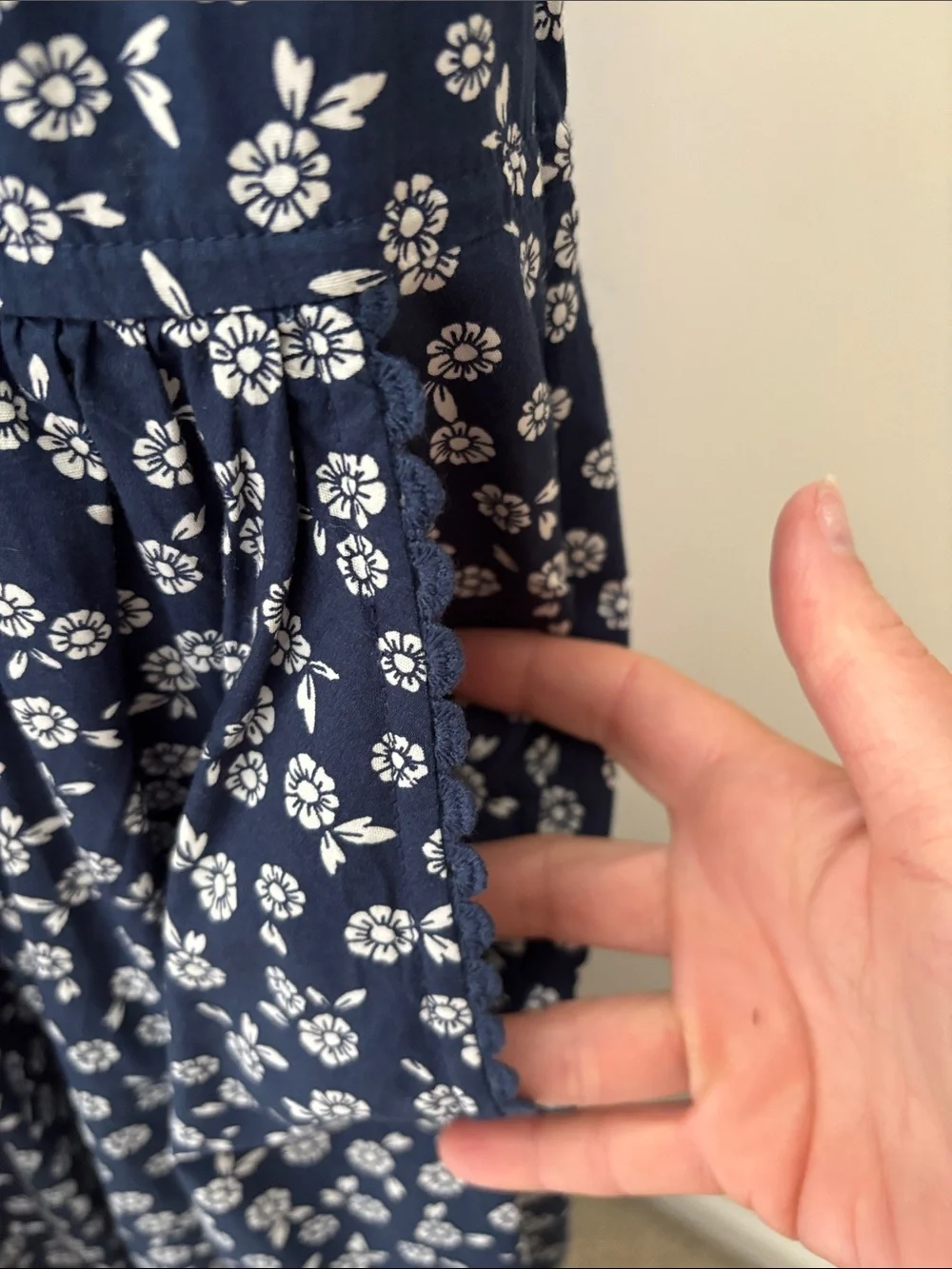 J. Crew Navy and White Floral Midi Dress